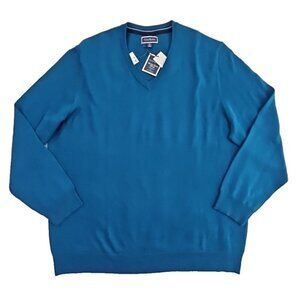 Club Room Merino Blend Oeko-Tex V-Neck Sweater Men's XXL Majestic Teal NWT NEW